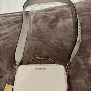 NWT Michael Kors Cream Crossbody Bag with Gold Accents